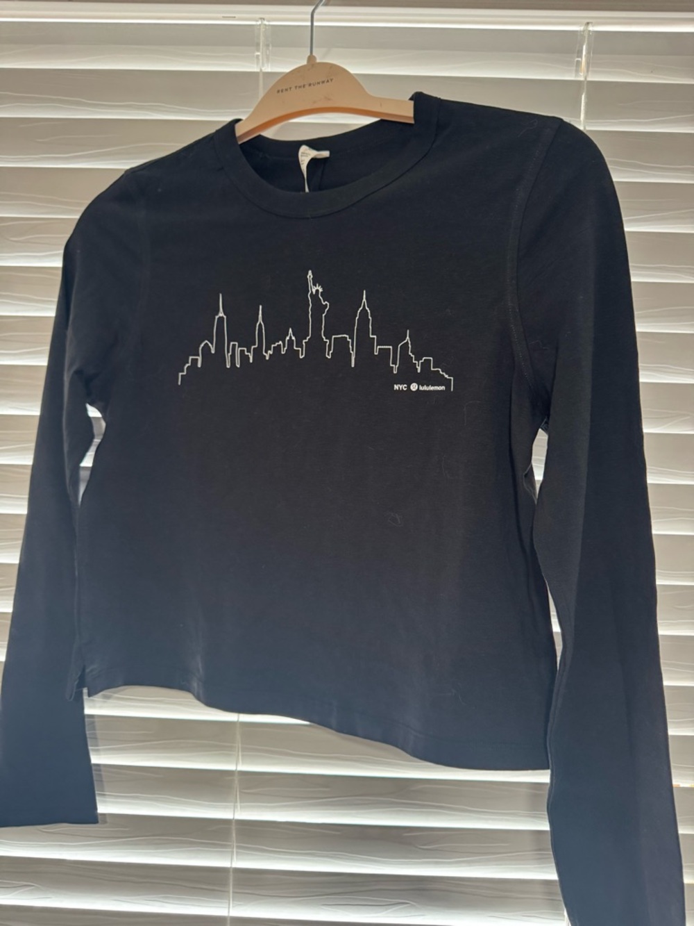 lululemon athletica Black Long Sleeve Tee with White NYC Skyline Graphic